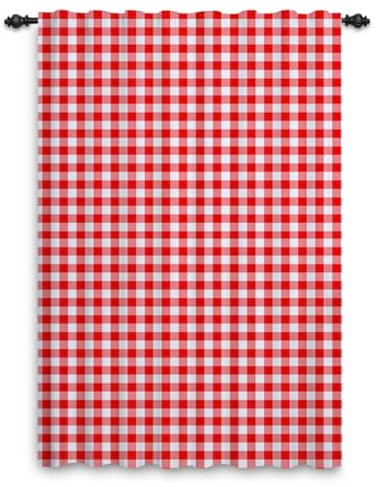 ggaimwf Tende a quadretti rosse e bianche per soggiorno, stile classico, a quadri, tende per finestre, camera da letto, cameretta dei bambini, porta interna e posteriore, 107 x 160 cm, 1 pannello
