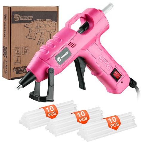 DEKO Pistola Colla a Caldo: 20 W Pistola in Silicone, Pistola Colla Calda con 30 Colla Stick, per Fai da Te, Arte, Scuola, Imballaggi, Riparazioni