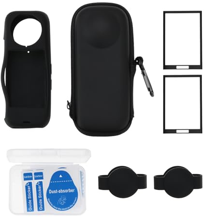 SG Store Camera Protective Accessories Kit Hard Shell Protector Case Protective Silicone Case Lens Cap Screen Protector Compatible with Insta 360 X4