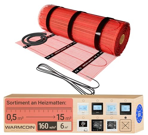WARMCOIN® Elektrische Fußbodenheizung [160W/m²] (0.5m x 12m= 6,0m²) - Bodenheizung Elektrisch geeignet für Laminat, Fliesen & mehr - Elektro Fussbodenheizung - Elektrische Heizmatte Fußboden