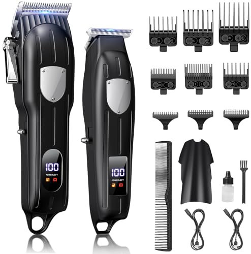 RAOYAN Haarschneidemaschine Profi, Haarschneider Herren mit LED-Display, Barttrimmer Bartschneider Pflegesets IPX7 Wasserdichte T-förmiger Haartrimmer Barber Set für Männer