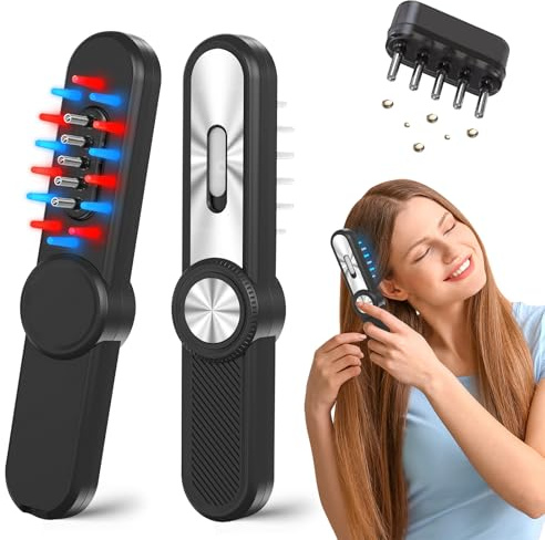 SOARFLY Kopfhaut Massagebürste Elektrisch, 4-In-1 Kopfmassagegerät Elektrisch mit Rotlicht EMS Vibrationsmassage, Kopfmassage Bürste Elektrisch Scalp Massager für Haarwachstum und Haarkur(Schwarz)