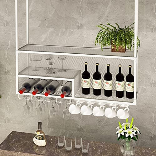 Portabicchieri da vino in stile europeo da appendere al muro con griglia in ferro per piante per esposizione decorativa Facile installazione in metallo bianco supporto per bicchiere da vino mensola