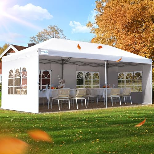 Quictent 10x20 Pop up Canopy with Sidewalls Easy up Canopy Tent Instant Shelter with Windows for Outdoor Events Parties Weddings Commercials Vendors