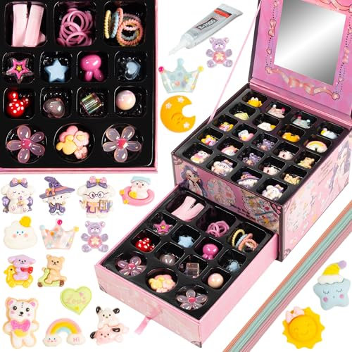 COIL Schmuckset, Kinderschmuck, Perlen zum Auffädeln, Selbstbausatz, DIY, Kreativset, Charm Set, Armband, Kette, Haarschmuck (Bunt-7)