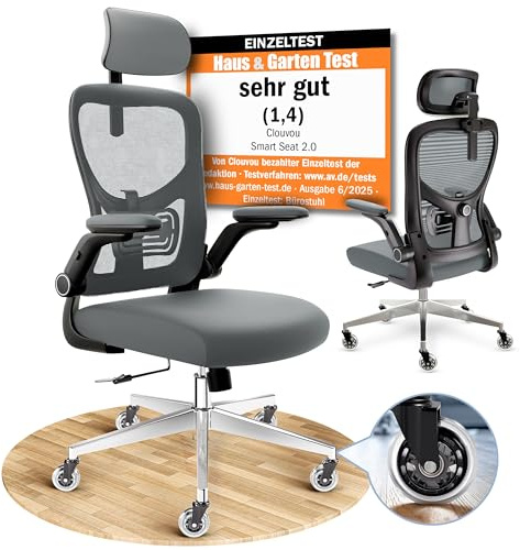 CLOUVOU SmartSeat Bürostuhl Ergonomisch [TESTSIEGER] | Drehstuhl 150kg Schreibtischstuhl | Büro Stuhl & Gaming Stuhl | Home Office Chair Ergonomic | Atmungsaktiver Computerstuhl