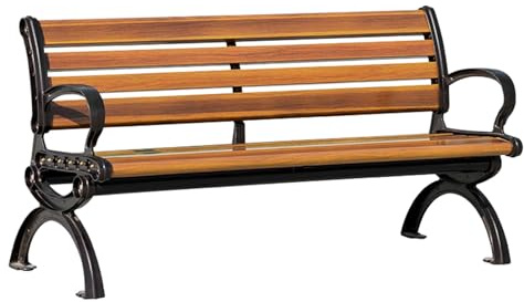 HZEPDVT 150 cm Aluminiumguss-Außenbank, Zinklegierung, Parkstuhl, Sitzfläche aus Aluminiumlegierung, Dreisitzer, Freizeitstuhl, Barstuhl, Barbank