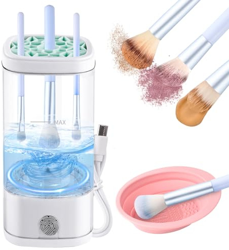 Elektrisk makeupborste rengörare, snabb effektiv makeuprengörare för rengöring och torkning av alla borsttyper, kosmetisk makeupborstrengöring för alla typer av sminkborstar, rengöringslösning för