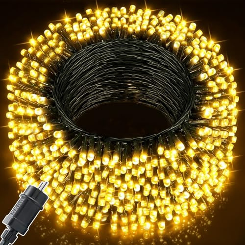 Meision Lichterkette Außen 80m 800LED, Lichterkette Innen mit 8 Modi Timer Speicherfunktion IP44 Wasserdicht, Lichterketten Außen Strom für Camping, Garten, Balkon deko, Warmweiß