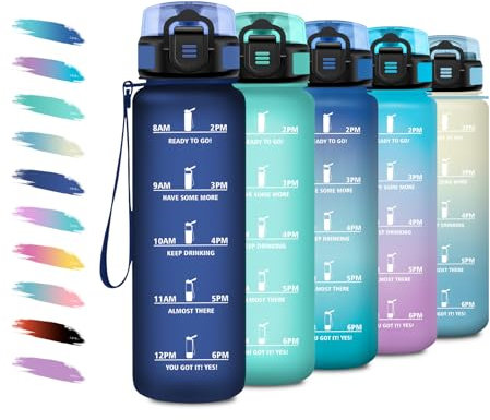 KollyKolla Borraccia 500ml, Borraccia Bambini con Filtro, Bottiglia Acqua Motivazionale con Scala Temporale, Facile Pulizia, Bottiglia Scuola per Ufficio, Bambini, Campeggio, Viaggio, Corsa, Ciclismo