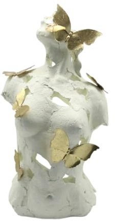 Colcolo Estatua del Busto Femenino Figura del Cuerpo con Mariposas Artesanías Decorativas de Escultura Estatua del Cuerpo Femenino para la Oficina del Estante