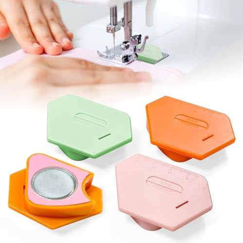 xuefenfei Paquete de 4 Guías de Costura Magnéticas con Escala, Guía Poligonal Extraíble para Máquina de Coser, Accesorios de Costura para Principiantes, Magnetic Seam Guide Portátil