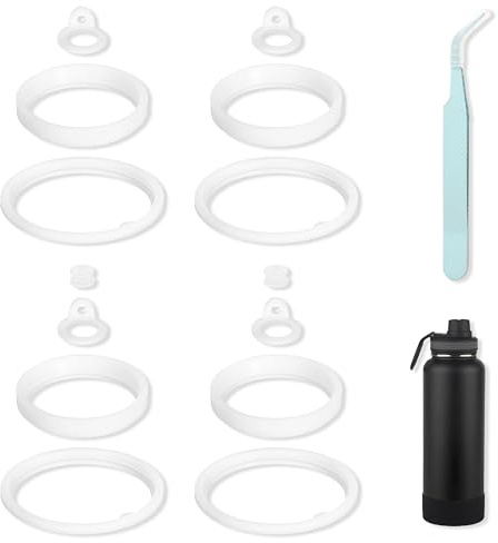 PYSEOSISE Ersatzdichtungsset für Trinkflasche, 14 Stück Silikon Dichtungs Ersatz mit Pinzette, Dichtungsringe Set für Meisten Größen Isolierbecher Thermobecher Kaffeebecher