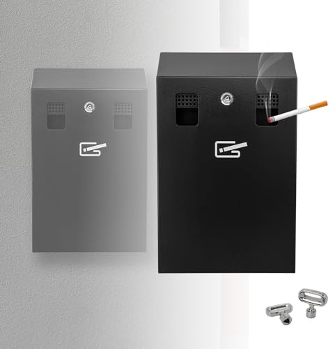 Wall Mounted Smoking Bin, Outdoor Cigarette Bin, Heavy Duty Steel Wall Mounted Ashtray Outdoor, for Public Areas, Pubs, Clubs, Restaurants