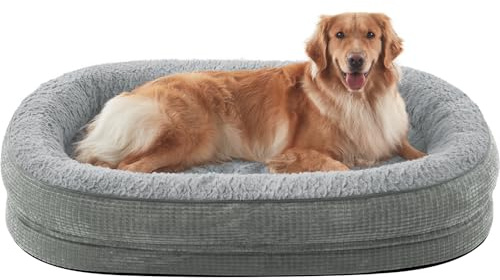Pawk Panier Chien Grande Taille XL, Lit pour Chien Orthopedique et Dehoussable, Coussin Memoire de Forme Canapé Chiens Imperméable, 107x81x19 cm