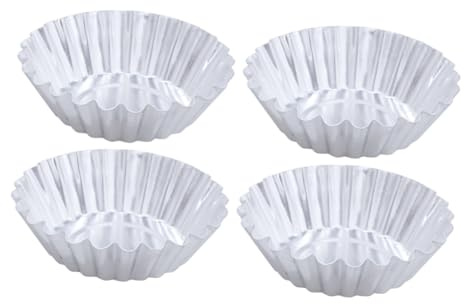 POPETPOP Moule à Tartelettes aux Œufs 10 Pièces Alliage D’Aluminium Ondulé