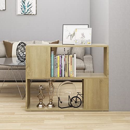 QUAHEAS TV-Schrank Sonoma-Eiche, 80x24x63 cm, offenes Fach für Bücher, DVDs, langlebiges Holzwerkstoff-Medienregal, Wohnzimmer, Schlafzimmer Möbel