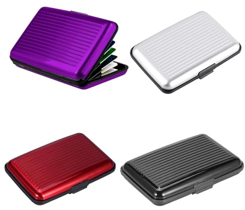 Wrbugukeji Metal ID Organiser Wallet, 4 Pcs Aluminium Credit Card Wallet