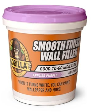 Gorilla Smooth Finish Wall Filler, 473ml – Applies Purple & Dries White | Repairs Small and Large Holes in Walls & Ceiling, Smooth Finish, Won’t Shrink or Crack, Fills any Depth| Indoor & Outdoor Use
