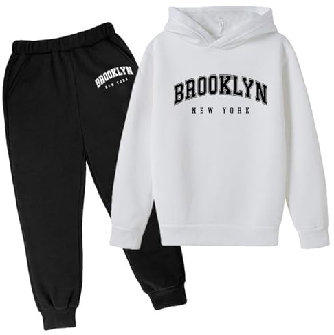 Genérico Chándal para niños Chándal Deportivo Niños Niños Invierno Sudadera con Capucha Conjunto Popular Impreso Sudadera Conjunto en Ropa Interior Casual Carta Disfraz Niño Ropa Deportiva Tracksuit