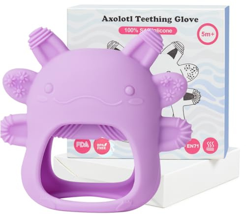 Baby Beißring aus Silikon in Bärchenform – BPA-frei, ab 3 Monaten, weiches Beißspielzeug zur Zahnungshilfe – spülmaschinengeeignet, Geschenk zur Geburt (Orchidee)