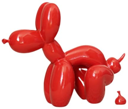 NAFEIMILUN Statua Di Cane Con Palloncino Di Cacca Scultura In Resina Di Cane Con Palloncino Graffiti Artigianato In Resina Ornamento Decorazione Per Ufficio E Casa Scultura Di Animali Rosso