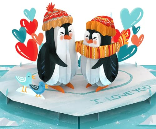papercrush Biglietto di Natale pop-up con pinguino, romantico biglietto d'amore 3D per moglie (fidanzata, moglie, fidanzata), biglietto di Natale per persona cara o partner (marito, amico)
