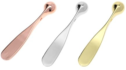 DONFAMDS 3 Aplicadores Metálicos para Crema de Ojos, Masajeadores Faciales Compactos en Oro, Rosa y Plata, Espátulas Portátiles para Masaje Ocular y Mejora de Absorción, Cuidado de Piel