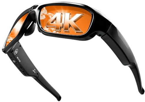 Chujianxi Lunettes Caméra 4K, Lunette Caméra Espion pour hommes et femmes | Lunettes Vidéo Intelligentes avec Protection UV400, Camera Glasses pour Activités de Plein Air Randonnée Cyclisme Équitation