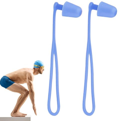 Tappi Per Le Orecchie Da Nuoto 2 Pezzi in Silicone Antiscivolo con Cordino | Tappi Per Le Orecchie Da Nuoto Adulti E Bambini Donne Uomini Nuotatori Casa Piscina Giochi Immersioni Kayak