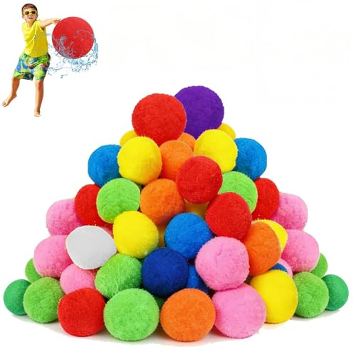 30/40/50 Stück Wasserbomben Wiederverwendbar Splash Wasserbomben Splash Bälle Baumwoll Wasserbälle für Wasserspaß Sommer Draussen Sommerfest (40 Stück)