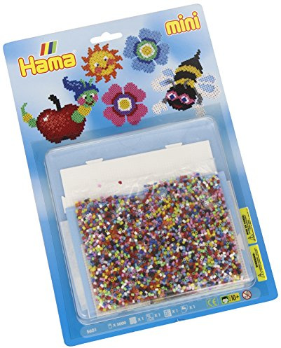 Hama Perlen 5601 Set äng med ca 5 000 färgglada mini strykpärlor med diameter 2,5 mm, pennplatta, inklusive strykpapper, kreativt hantverk kul för stora och små