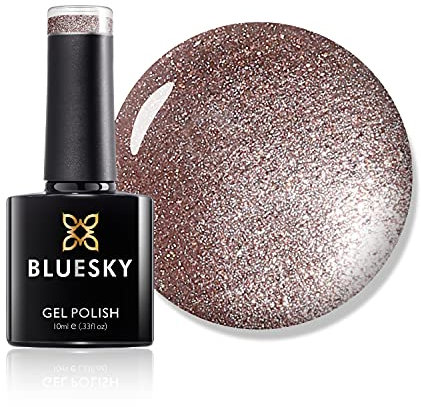Bluesky Gel Nail Polish, Mocha A008, Brown, Glitter, Light, Mocha, Long Lasting, Chip Resistant, 10 ml (Requires Drying Under UV LED Lamp)