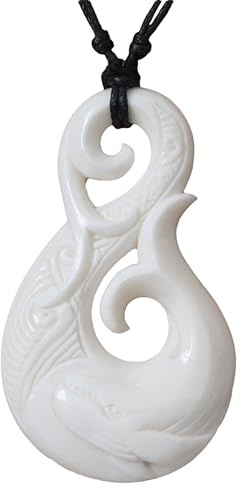 Island Piercings Handgefertigter Amulett Anhänger Wal aus Knochen inkl. Band PB408
