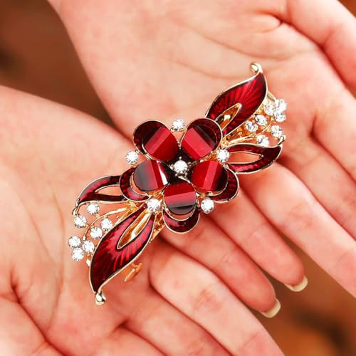 Jovono Hochzeits-Haarspange, Braut-Haarnadeln, Haarschmuck mit Blume, Kopfschmuck für Frauen (rot)
