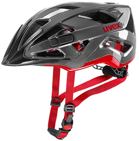 uvex active - sicherer Allround-Helm für Damen und Herren - individuelle Größenanpassung - erweiterbar mit LED-Licht - anthracite-red - 56-60 cm