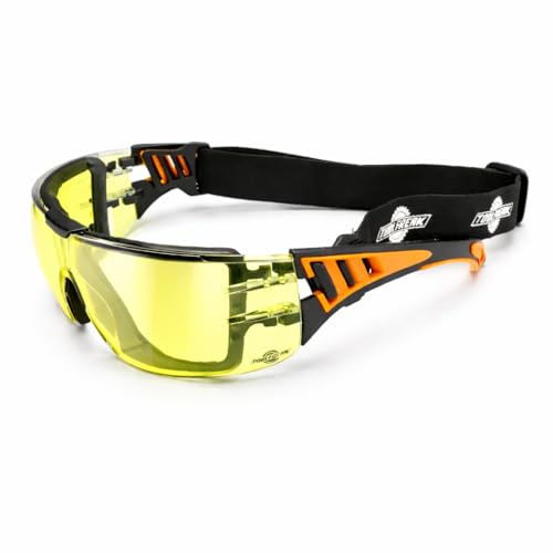 ToolFreak-Rip Out - Gafas de protección de seguridad con montura y lente envolvente resistentes a los golpes y relleno de espuma estilo deportivo, unisex, color amarillo