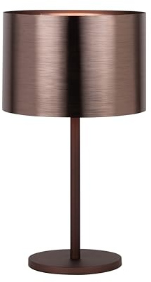 EGLO Tischleuchte SAGANTO 1 – 66 cm hohe Tischlampe in Braun & Kupfer mit glänzendem Metallschirm – dekorative Leuchte für Sideboard & Kommode – E27-Fassung, LED geeignet, mit Kabelschalter