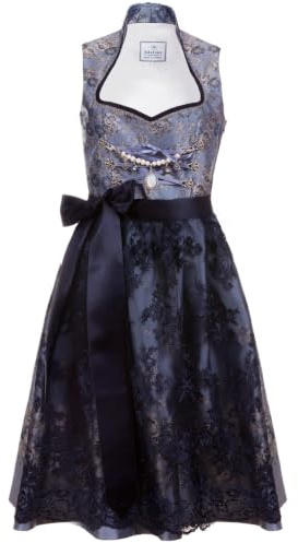 Edelnice Trachtenmode Exklusives Designer Stehkragen Midi Dirndl Adriana inkl. Spitzen Dirndlschürze und Charivari
