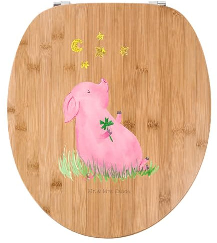 Mr. & Mrs. Panda Motiv WC Sitz Schwein Glück - Geschenk, Sterne, Tiermotive, Tiere, Toilette, WC-Sitz, Klobrille, Schweinchen, Gute Laune, Klodeckel,