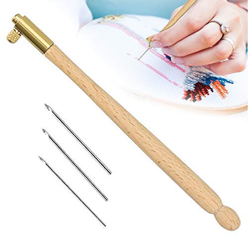 TANCUDER Stickerei Perlen mit 3 Nadeln 70/90/100 Tambour Haken Crochet Tool für Stickerei Einfädler DIY Nähen