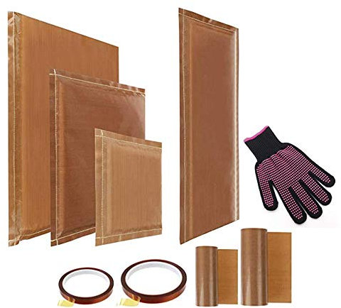 MR.R 9 in 1 Hitzepresse Hochbeständige Kissenauflagen Matte Hitzepresse Teflonfolie Matte Wärmeübertragungsband Handschuhkissen-Kits für T-Shirt- und Sublimationswärmeübertragungsdruck