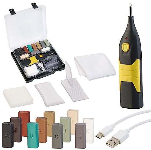 AGT Fliesen Reparatur: Reparaturset Fliesen, Kacheln & Steingut mit Akku-Wachsschmelzer, USB (Keramik Reparatur, Bad Reparaturset, reparieren)