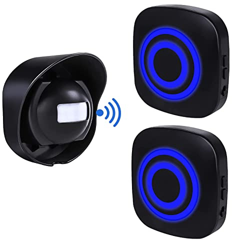 Alarma de Seguridad, HommyFine Inalámbrico Timbre de Alarma para la Puerta con Sensor de Movimiento PIR Infrarrojo Detector de Timbre del Sensor (1 Sensors & 2 Receptor, Typ 258)