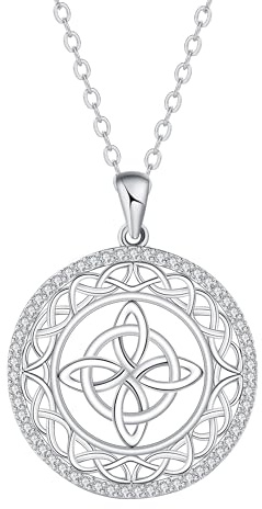 Hifeeled Keltischer Knoten Kette Damen 925 Sterling Silber | Hypoallergen, Halskette mit Verstellbar Ketten |45cm+5| Original für Frauen Schmuck Geschenk
