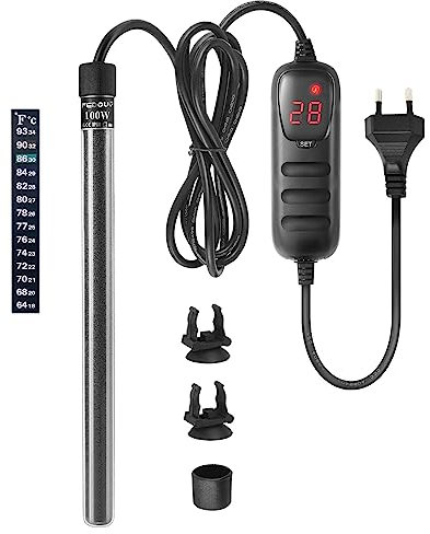 FEDOUR 100W Mini Aquarium Heizstab: Digital Aquariumheizer für 30-100L Fisch Tank/Schildkröte Tank, Aquarium Heizung mit Temperatur Controller, für Salzwasser und Süßwasser