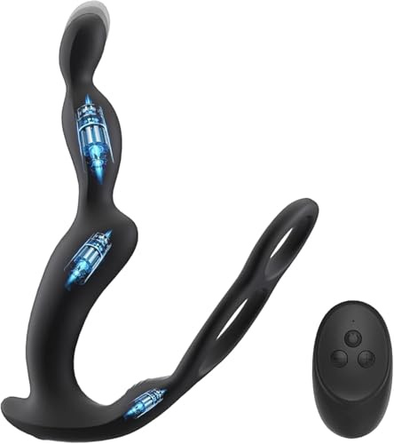 YcsLust Anal Vibrator Analvibratoren für Mann mit Penisring und 3 Motoren 10 Kraftvollen Vibrationsmodi Prostata Stimulation Männer Fernbedienung Anal Dildo Butt Plug Sex Spielzeug für die Männer B