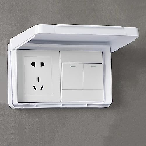 Sticky Type Switch Socket Face Plate Panel Box, 86 Type Light Switch Switch Socket Box, Flip Weatherproof Cover Outlet Cover for House Improvement (White)