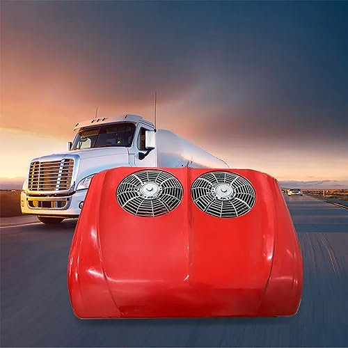 PRUJOY Climatiseur aérien de Camion 12 V/24 V, climatiseur de stationnement électrique à Double Ventilateur, Double Ventilateurs sans balais, pour camions, Camping-Cars et Bus (12v)