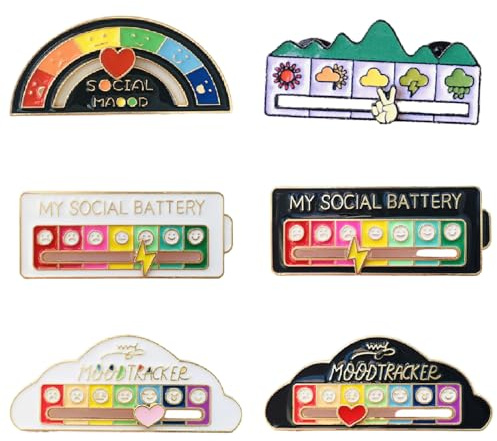 6 Stück Lustige Brosche für Soziale Stimmung Social Badge Dekoration Anstecknadel Modisches Accessoire